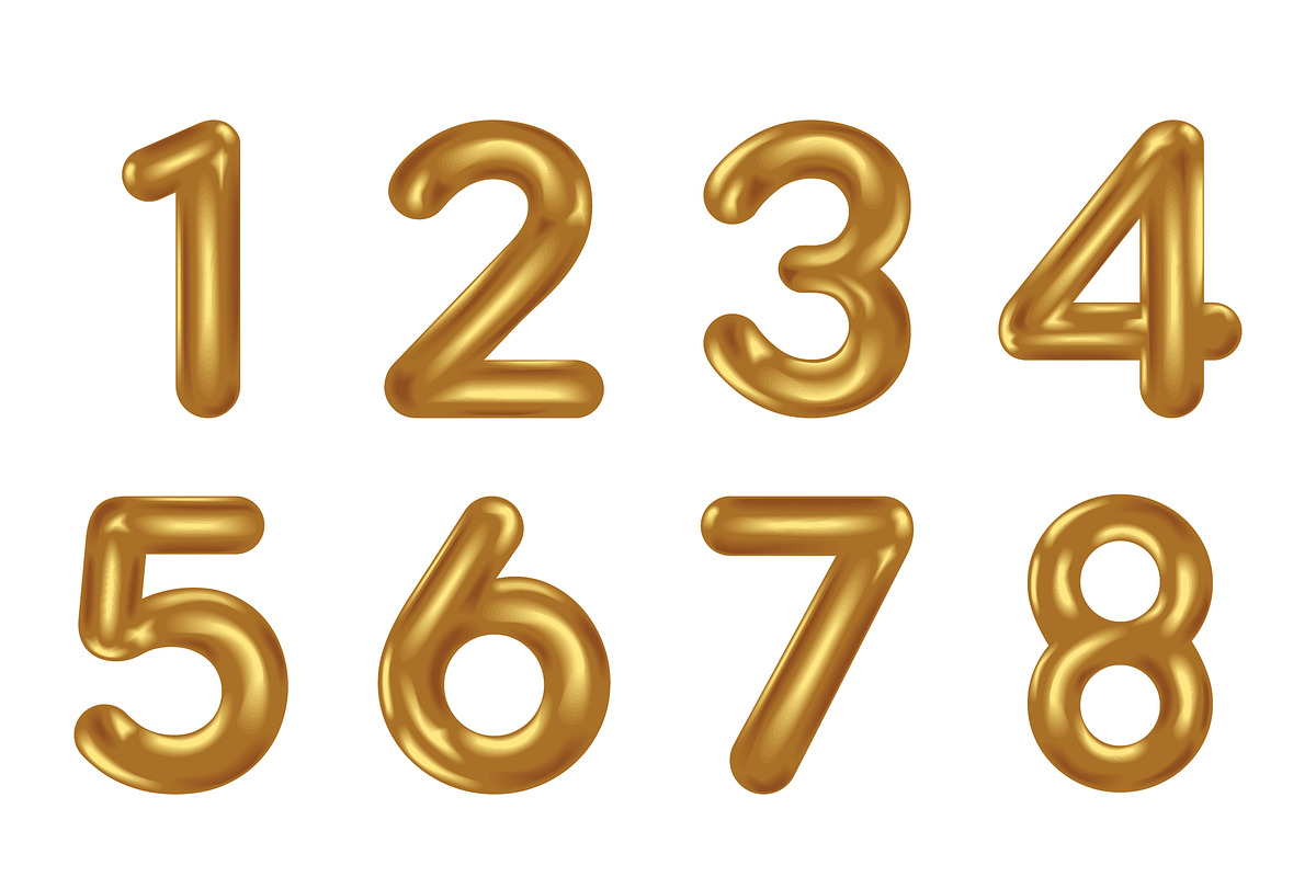 Golden Balloon Number Text Effect