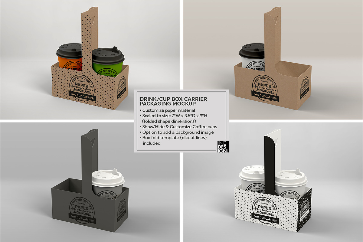 Drink Cup Carrier Packaging Mockup, a Cups & Container Mockup by INCDesign (Photo 3 of 7)