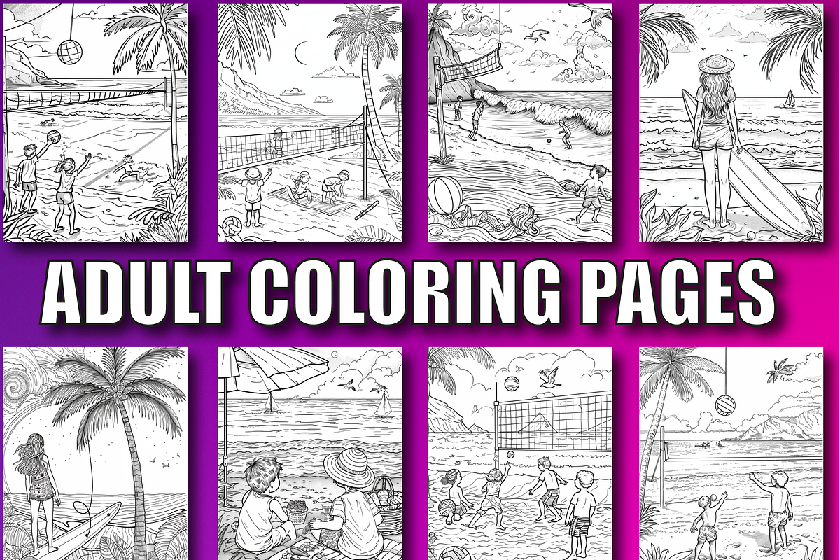 Summer Coloring Book for Adults V-4, a Seasonal Illustration by Design Zone (Photo 3 of 7)