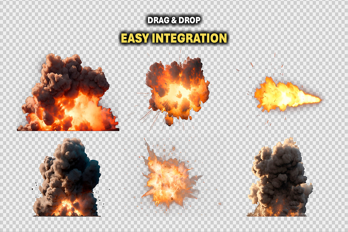 140+ Cutout Bomb Explosions Effects, an Object Graphic by Mikel Blazgad (Photo 3 of 9)