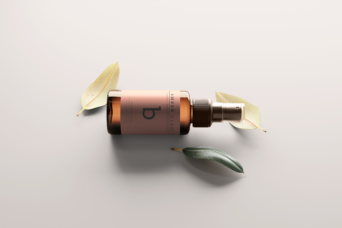 Amber Glass Spray Bottles Mockups, a Cups & Container Mockup by pmvch (Photo 16 of 20)