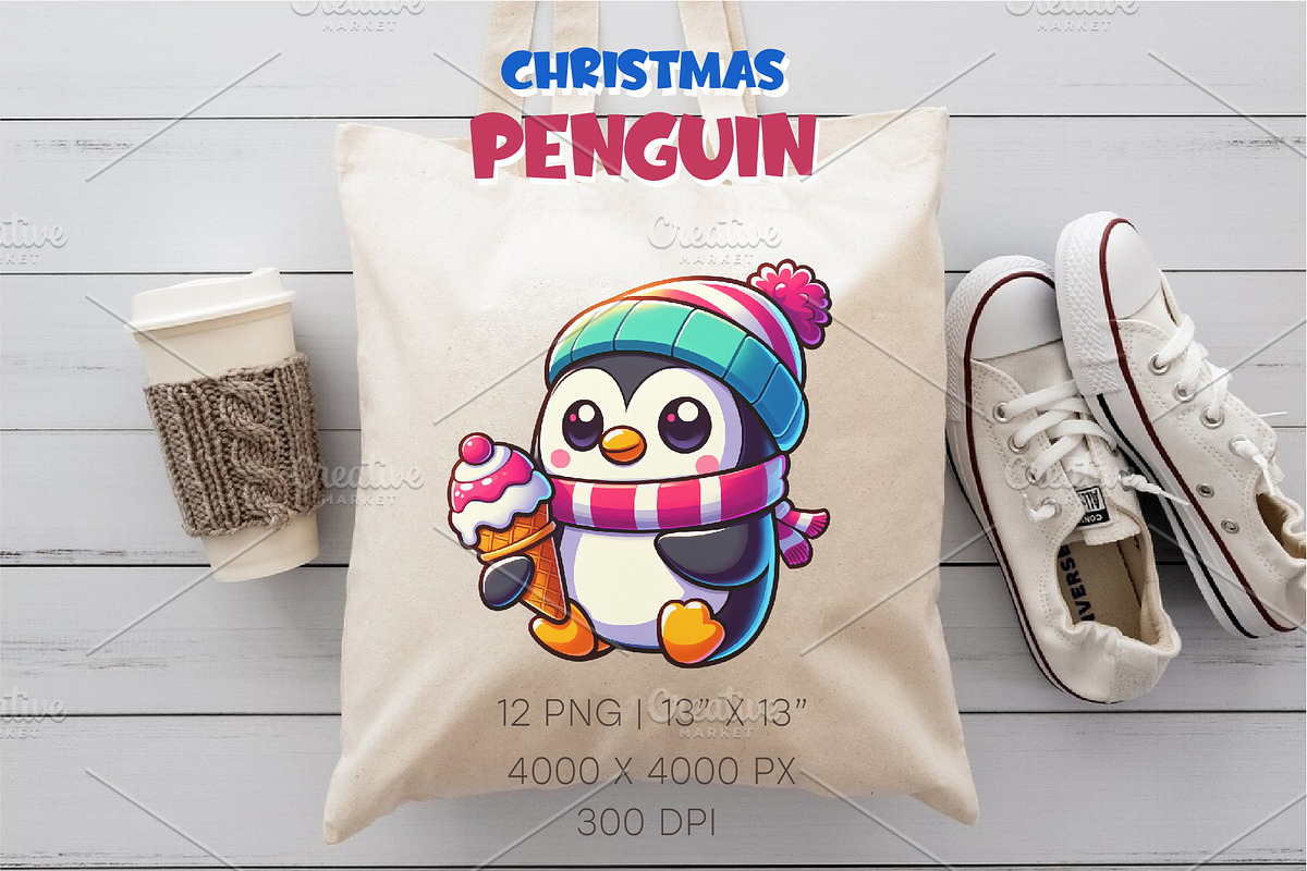Christmas penguin. Clipart, PNG., an Animal Illustration by KENO Mascots (Photo 6 of 8)