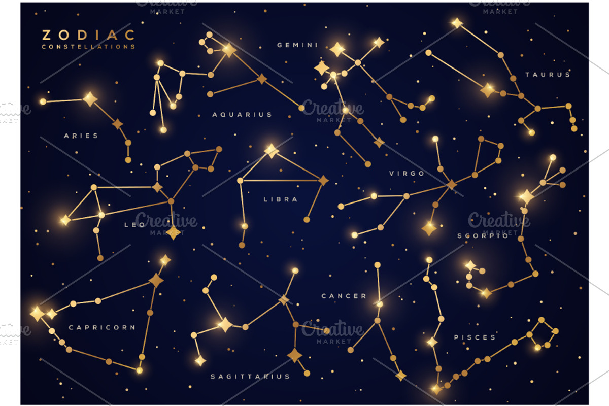 Zodiac constellations 3 maps, an Illustration by kotoffei (Photo 2 of 4)