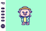Simple Pig Wearing Aloha Shirt, an Animal Illustration by Satisfactoons (Thumbnail 1 of 3)