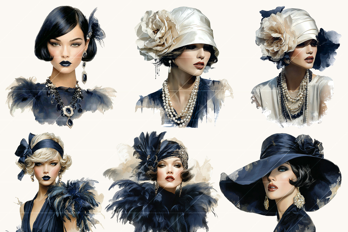 Roaring Twenties Clipart Bundle, a Person Illustration by BusyDaydesign (Photo 4 of 9)
