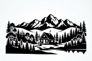 50 Forest Cabin Landscape Silhouette, an Empty State Illustration by Amazin_art (Thumbnail 38 of 38)