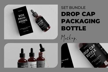 Drop Cap Packaging Bottle Mockup