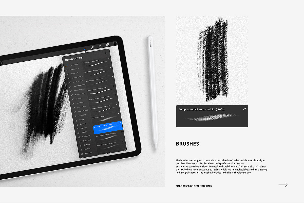 Charcoal Pro Set for Procreate App, a Brush Add-On by Roman Striga (Photo 3 of 6)