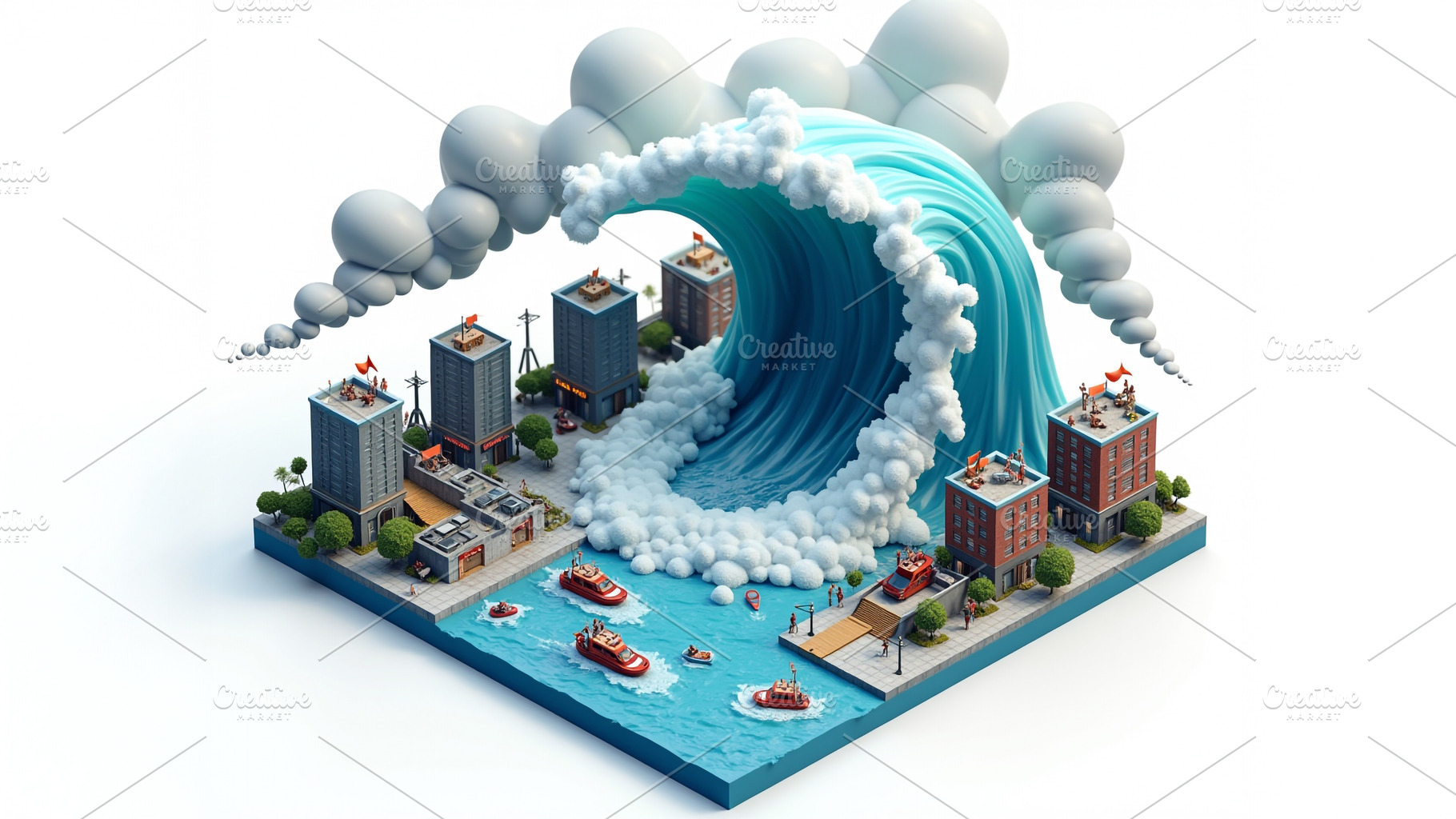 Isometric Low Poly 3D Render of City, a Nature Photo by Stock Shape