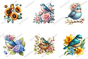 Watercolor Spring Floral Birds Clipa, an Illustration by designcity5 (Thumbnail 2 of 5)