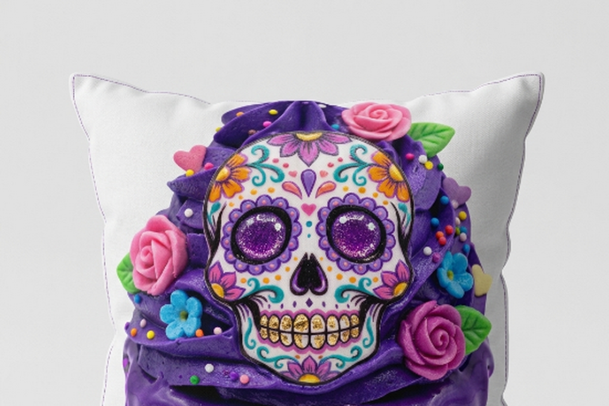 Sugar Skull Purple Cupcake Art, a Shirt Mockup by Vector Stall (Photo 12 of 14)