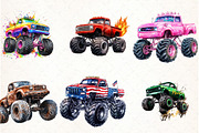 Monster Truck Watercolor Clipart, an Illustration by Watercolor design (Thumbnail 2 of 4)