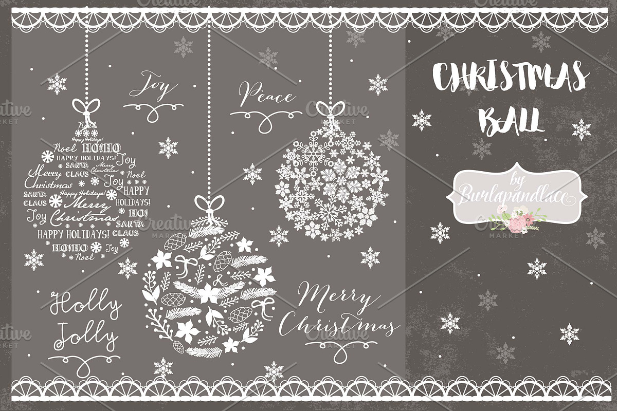 Vector Christmas ball design, an Illustration by burlapandlace
