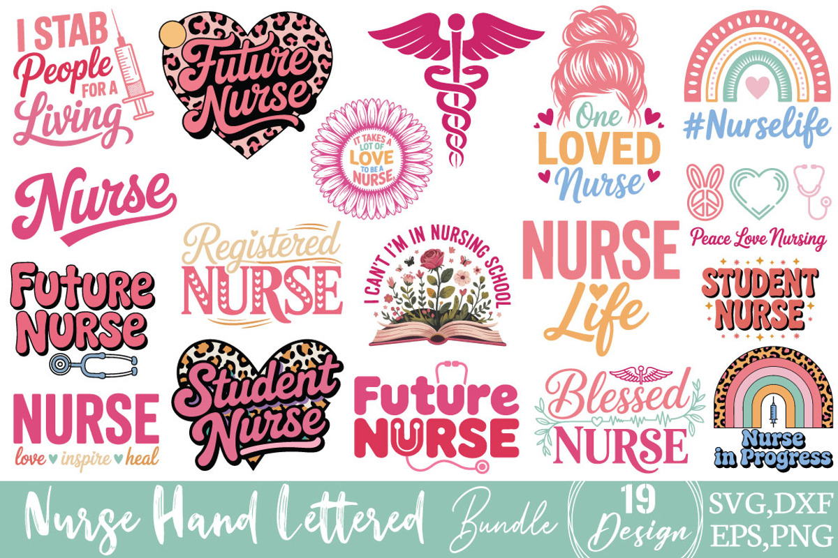 Nurse Svg Bundle Hand Lettered, an Object Graphic by DollarSmart