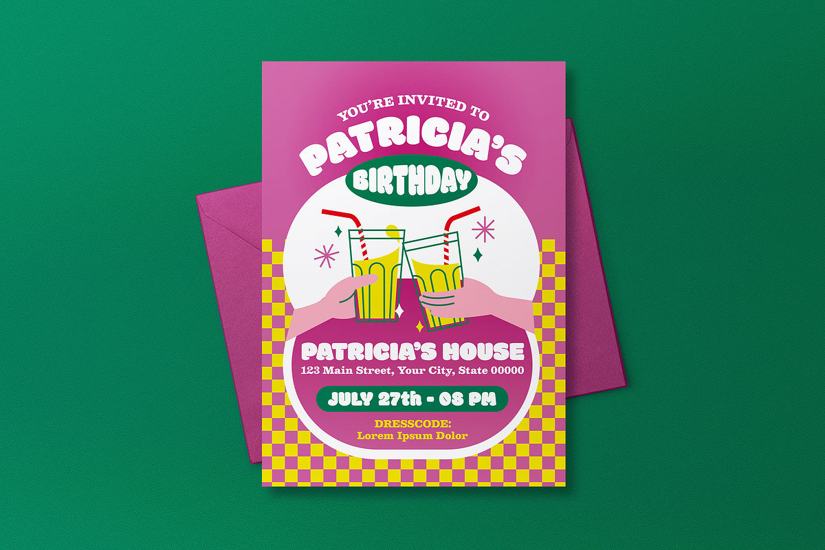 Purple 50's Teen Birthday Invitation, an Invitation Template by graphicook (Photo 2 of 3)