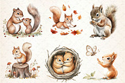 Watercolor Squirrel & Baby Clipart, an Illustration by Dream Creation (Thumbnail 2 of 5)