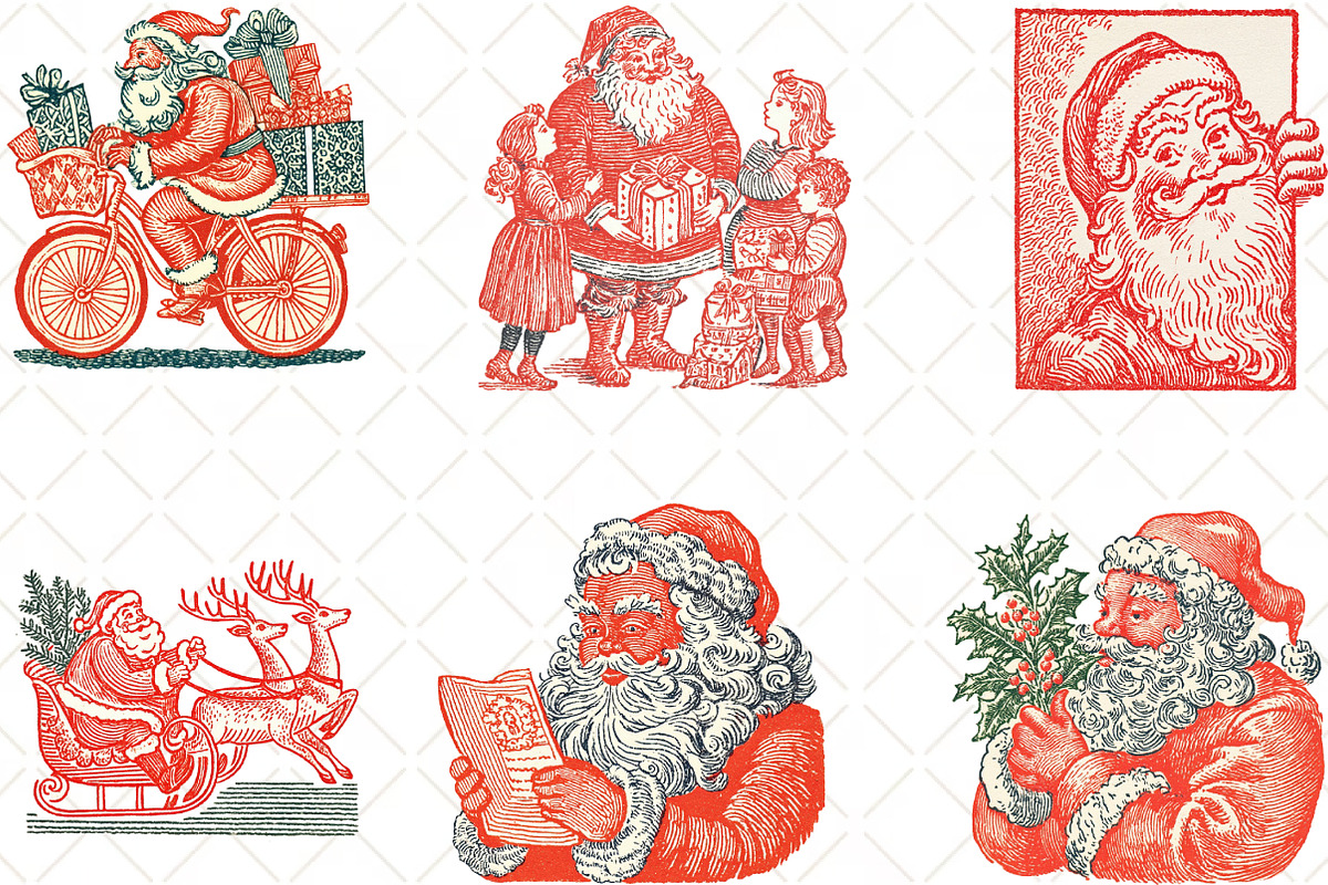 Hand Drawn Santa Christmas Clipart, an Illustration by Black Bird Studio (Photo 3 of 6)