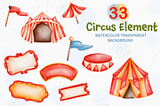 Watercolor Circus Clipart, Animals, an Animal Illustration by Apixsala (Thumbnail 8 of 14)