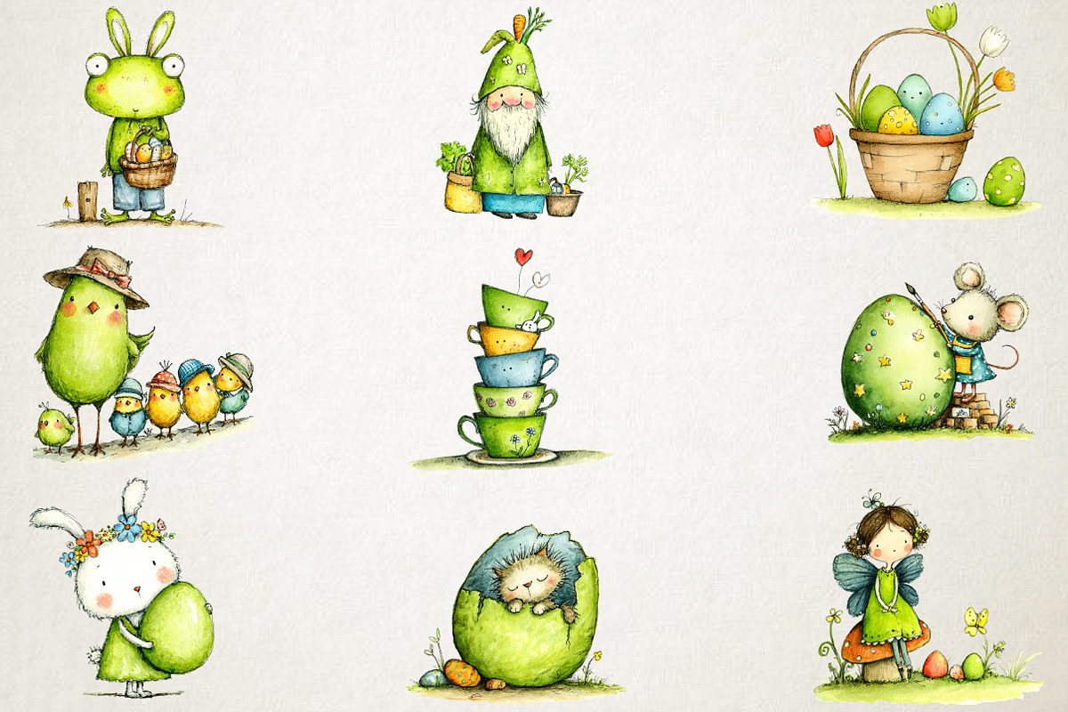 Whimsical Easter Clipart Bundle, an Illustration by RobertsArt (Photo 3 of 5)