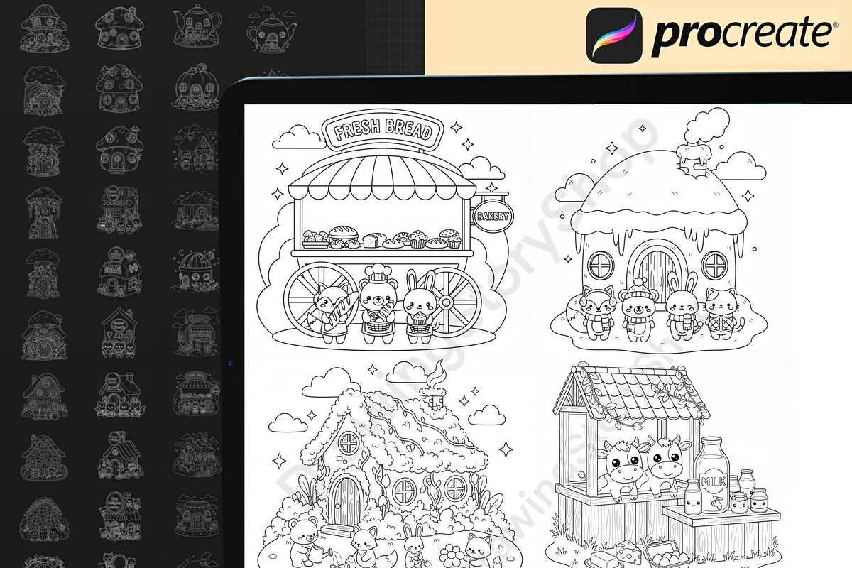 100 Procreate Kawaii Doodle Stamps, a Brush Add-On by DrawingStoryShop