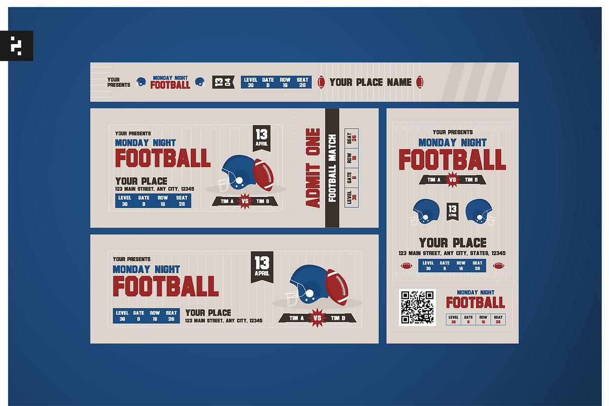 American Footbal Match Ticket, a Stationery Template by Neermana (Photo 1 of 4)