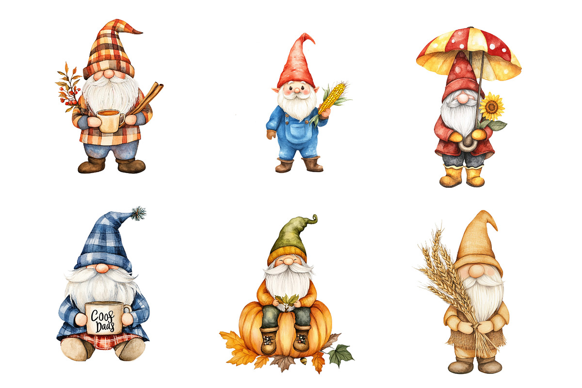 Autumn Gnomes Clipart, an Illustration by CreationArt (Photo 4 of 5)