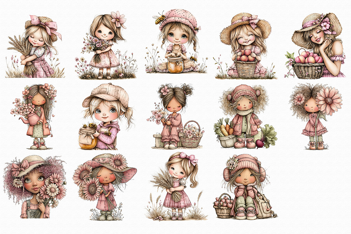 Watercolor Countryside Girl Clipart, an Illustration by Libby Wishes (Photo 4 of 7)