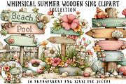 Whimsical Summer Wooden Sing Clipart, an Illustration by OK Design (Thumbnail 1 of 6)