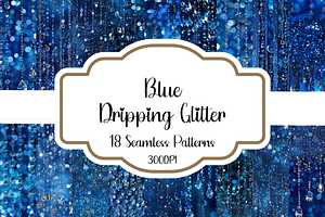 Blue Dripping Glitter Patterns, a Pattern Graphic by PrintablesByFranklyn