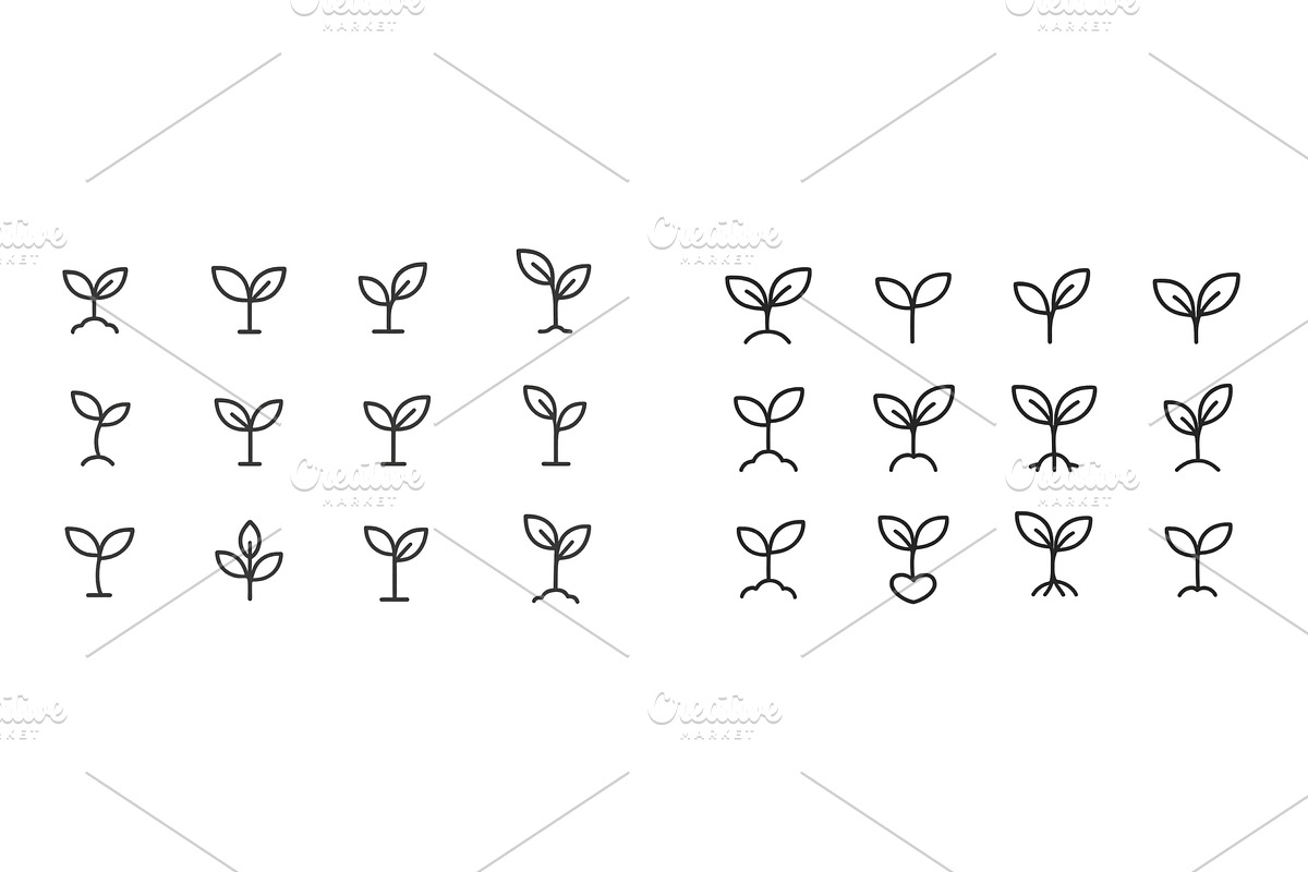 Collection of simple plant icons, an Object Illustration by ZinetroN