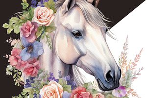 Horses With Flowers Clipart - 14 Png