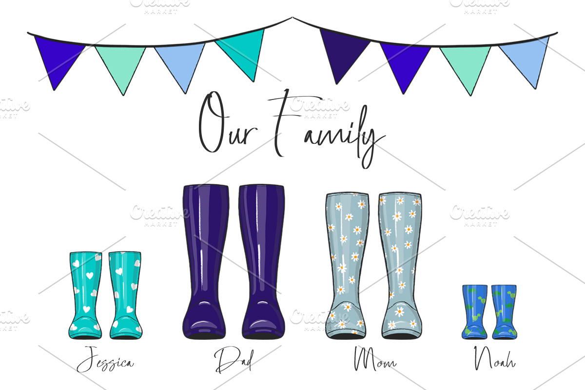 Family Welly Boots Collection, an Object Illustration by JT Digital Studio (Photo 2 of 11)