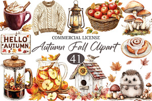 Hand Drawn Fall Clipart Set PNG, a Seasonal Illustration by designcity5