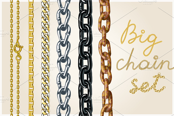 Set of realistic vector chains preview 5