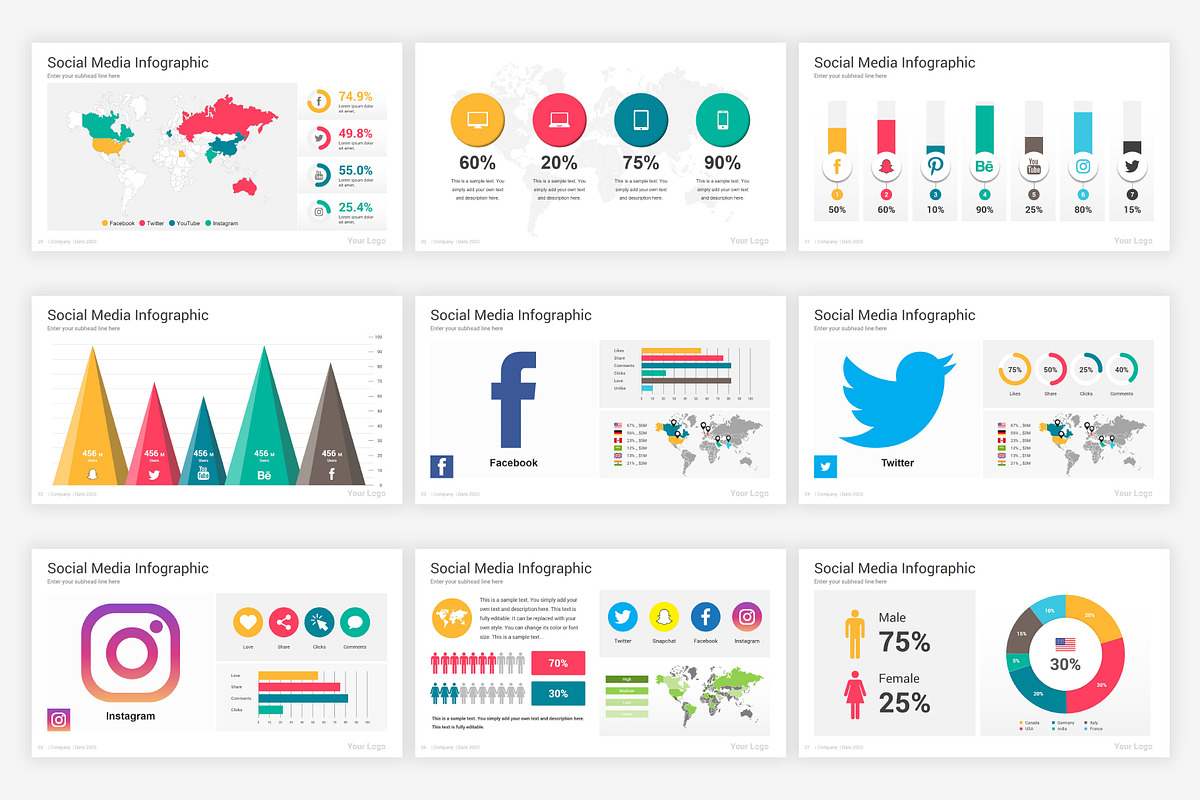 Social Media Google Slides Template, a Presentation Template by SlideOne (Photo 6 of 8)