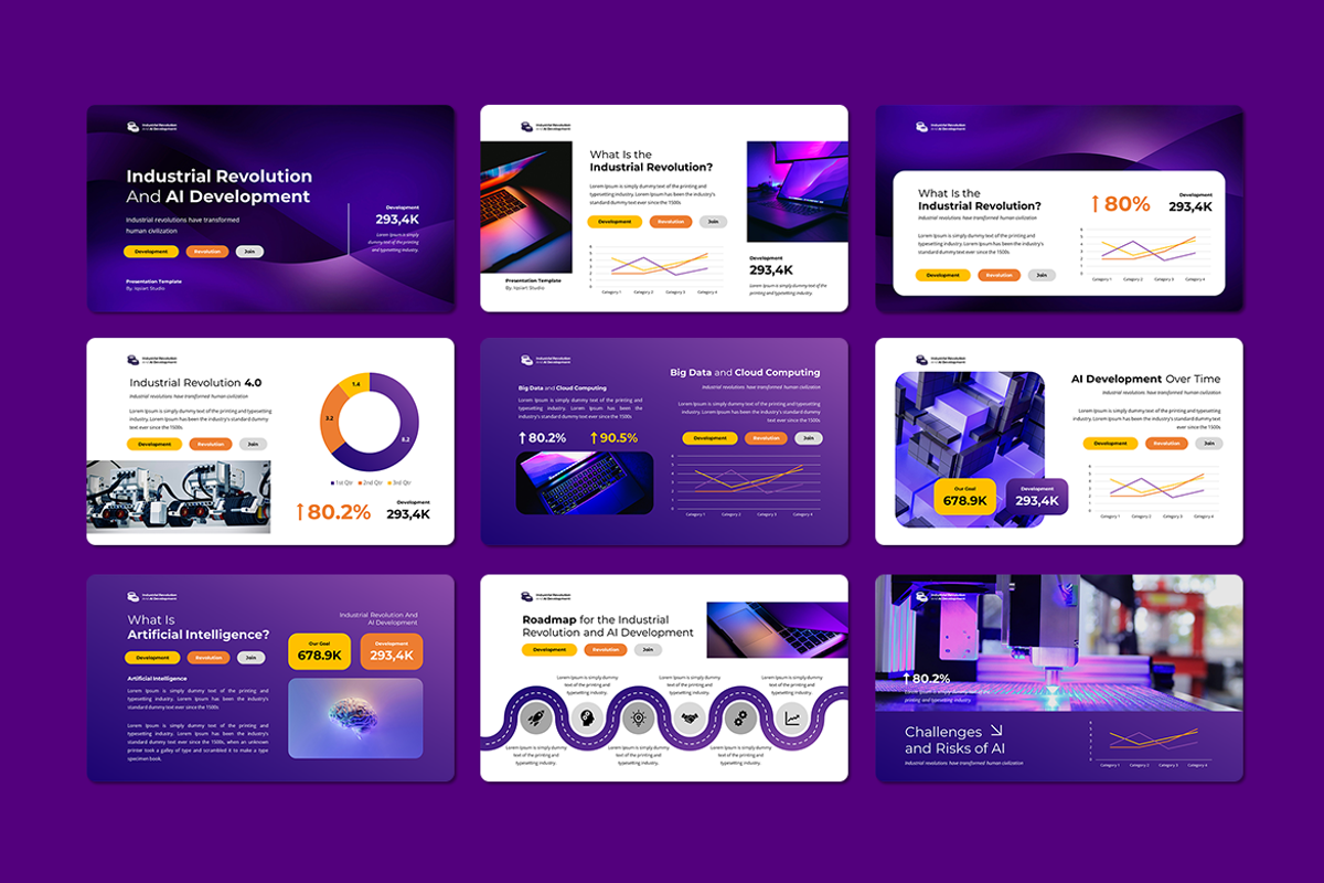 Industrial Revolution AI Development, a Presentation Template by Iqsiart Studio (Photo 2 of 3)