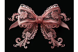 Ornate Pink Lace Bow On Black