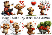 Quirky Valentine Teddy Bear Clipart, an Illustration by OK Design (Thumbnail 2 of 6)