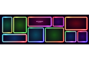 Colorful glowing neon banners, an Illustration by 32pixels