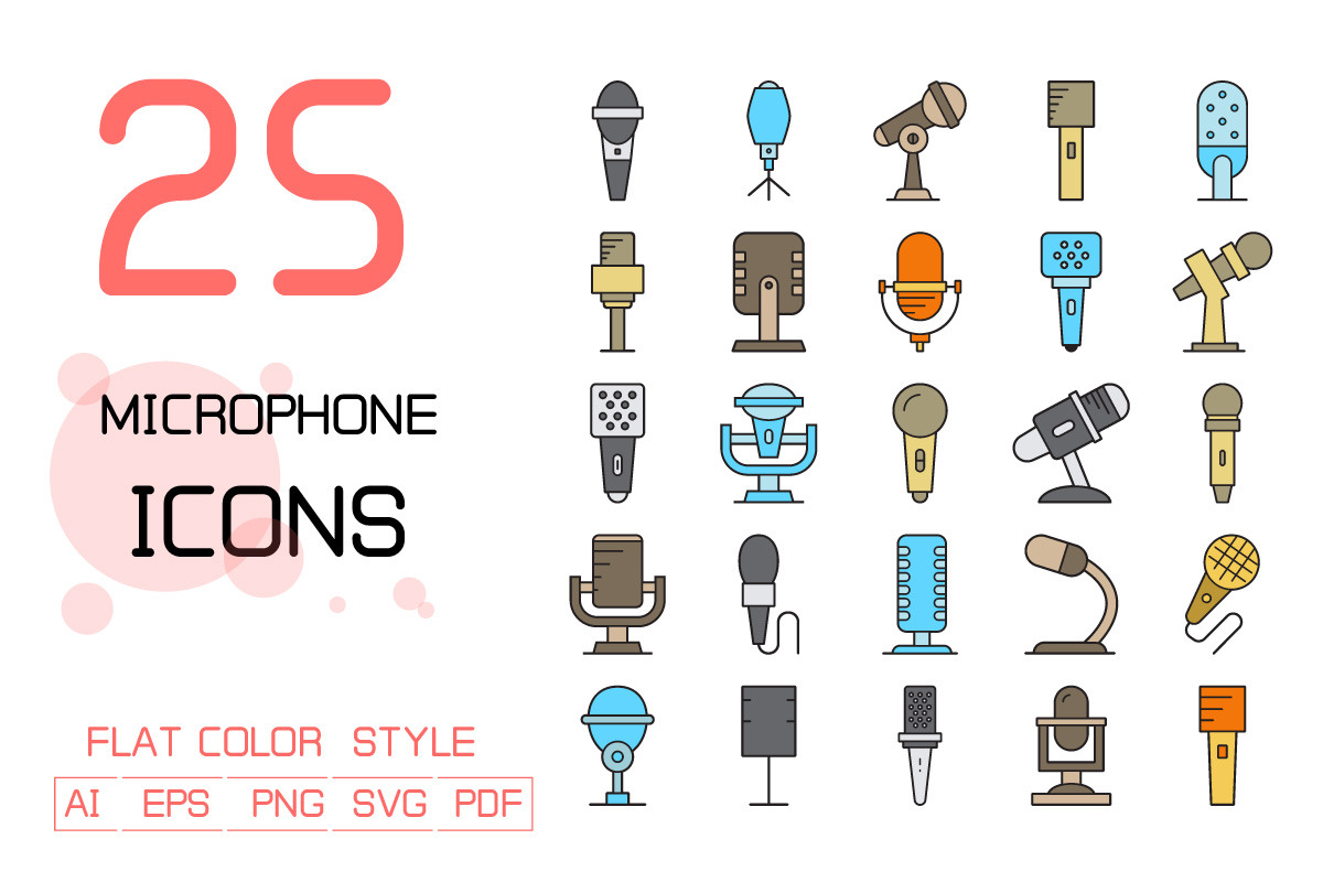 Various Types of Microphone Icons, a Graphic by Designfour