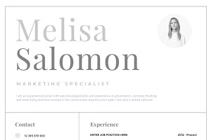 Resume Template 1 Page Stockholm