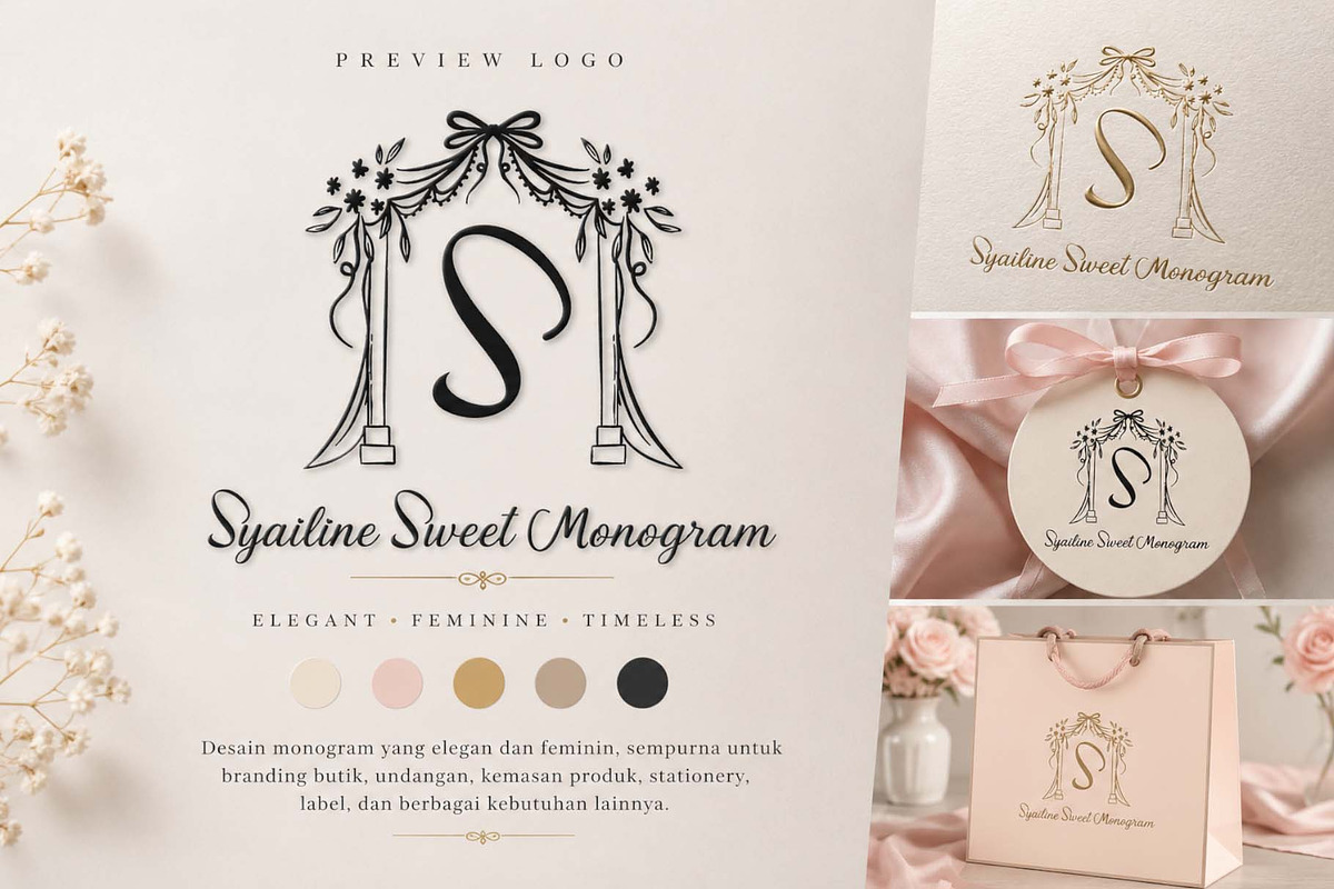 Syailine Sweet Monogram, a Handwritten Font by Yoga Letter (Photo 1 of 6)