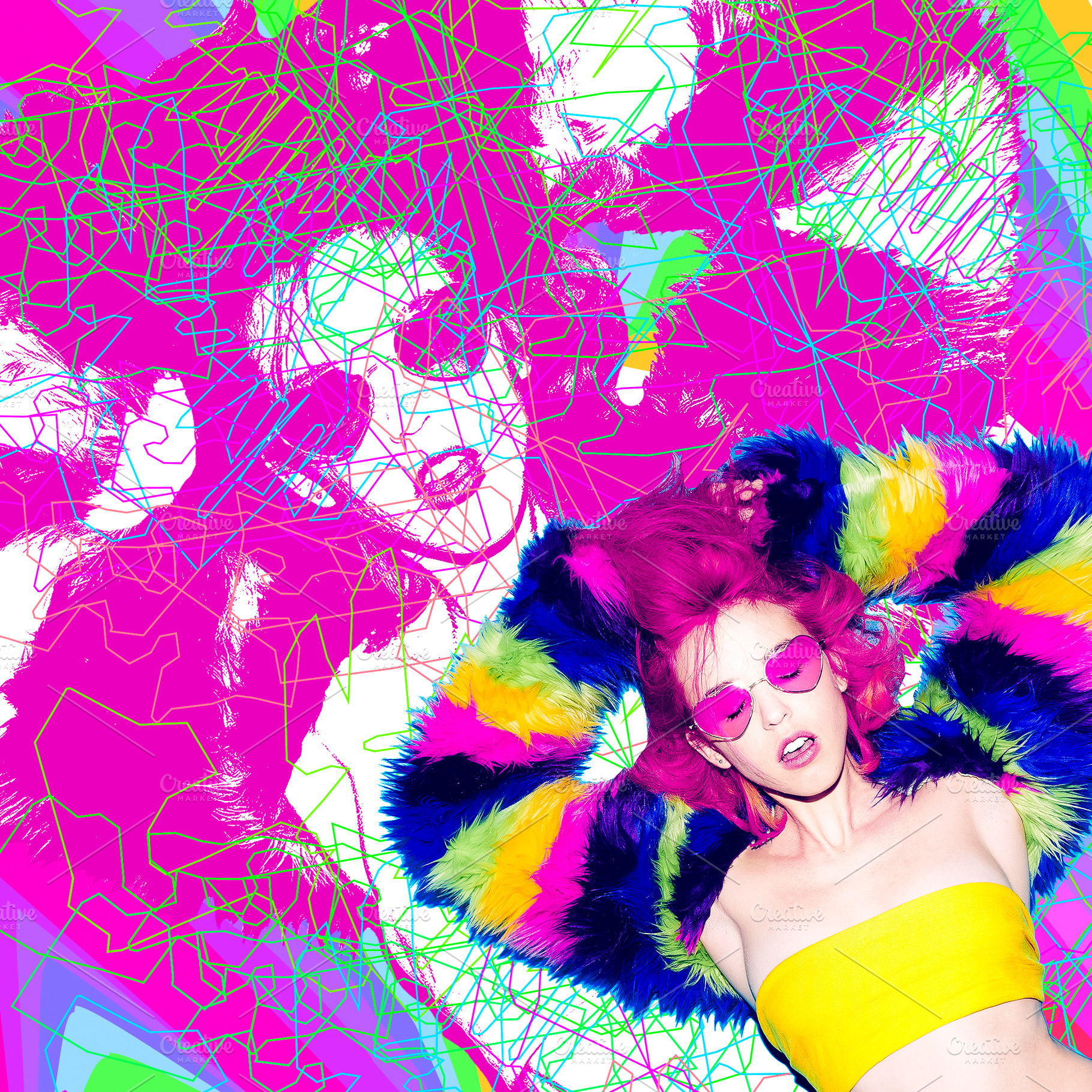 Contemporary digital collage art. Disco Party Girl. Clubbing con, a Beauty & Fashion Photo by Jenya Porechenskaya