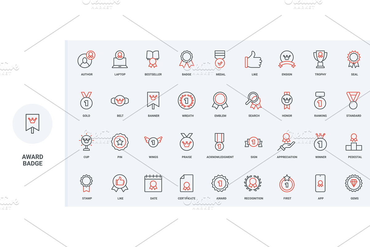 Award badges winner best icons, an Object Illustration by Lemberg Vector