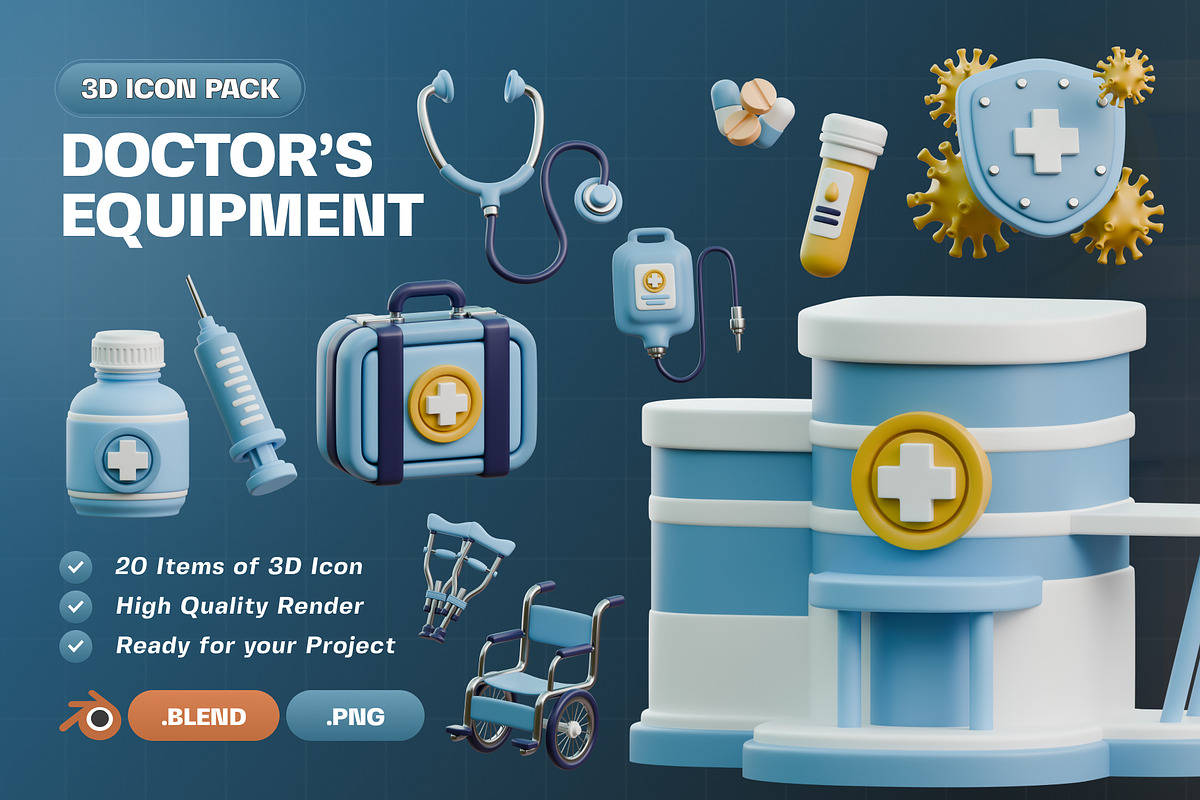 Doctor’s Equipments 3D Icon Pack, an Object 3D Model by Haps Space (Photo 1 of 4)