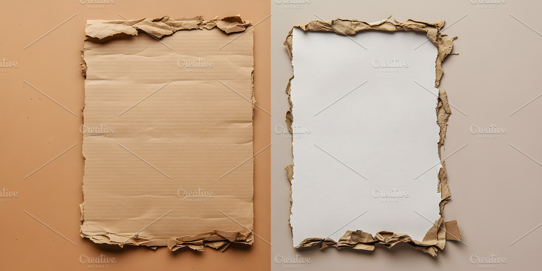 Torn cardboard and paper sheets on n, a Background Photo by Photostock