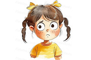Kid girl emotions clipart set, a Person Illustration by Bubert Art (Thumbnail 2 of 9)