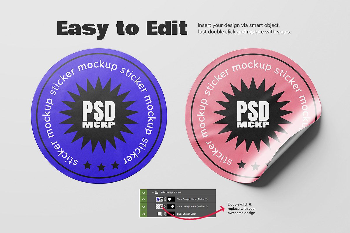 Round Sticker Label Mockup Set, a Merchandise Mockup by Remnand Studio (Photo 3 of 9)