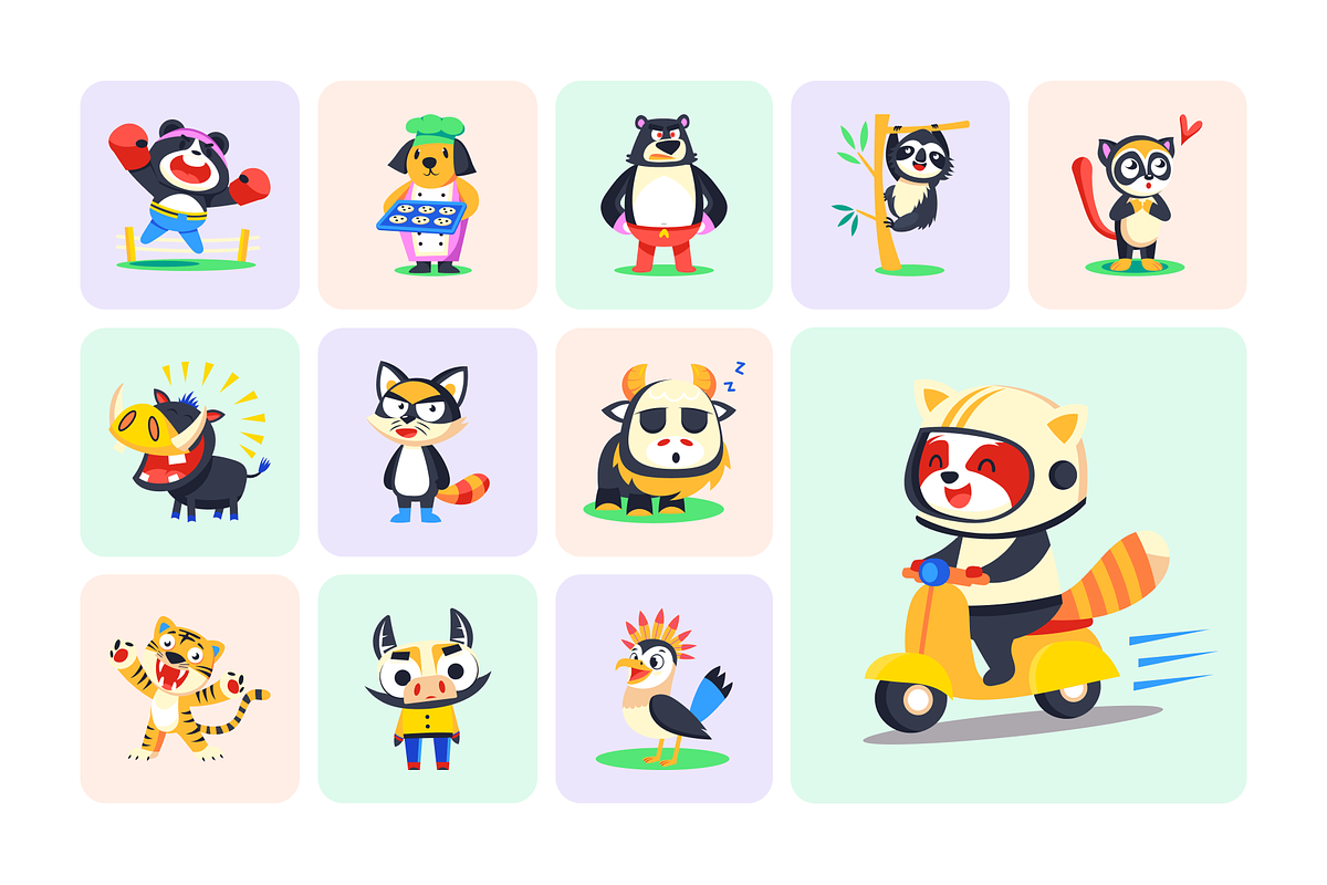 Animated Animal Mascots Art Set, an Emoji Icon by Creative Stall (Photo 3 of 5)