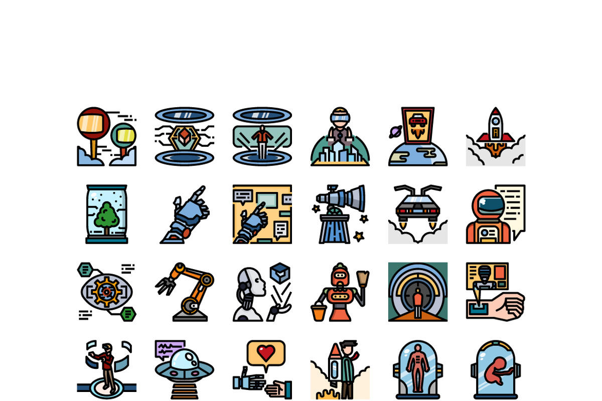 30 Futuristic Technology Icon Sets, an Outline Icon by VINZENCE STUDIO (Photo 2 of 4)